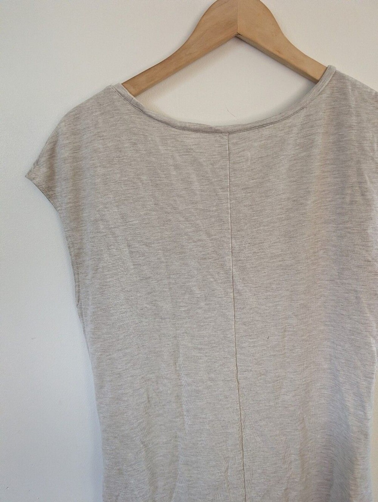 Garnet Hill Tie Waist Knit Sleeveless Side-Tie Dress Light Taupe Grey M Medium
