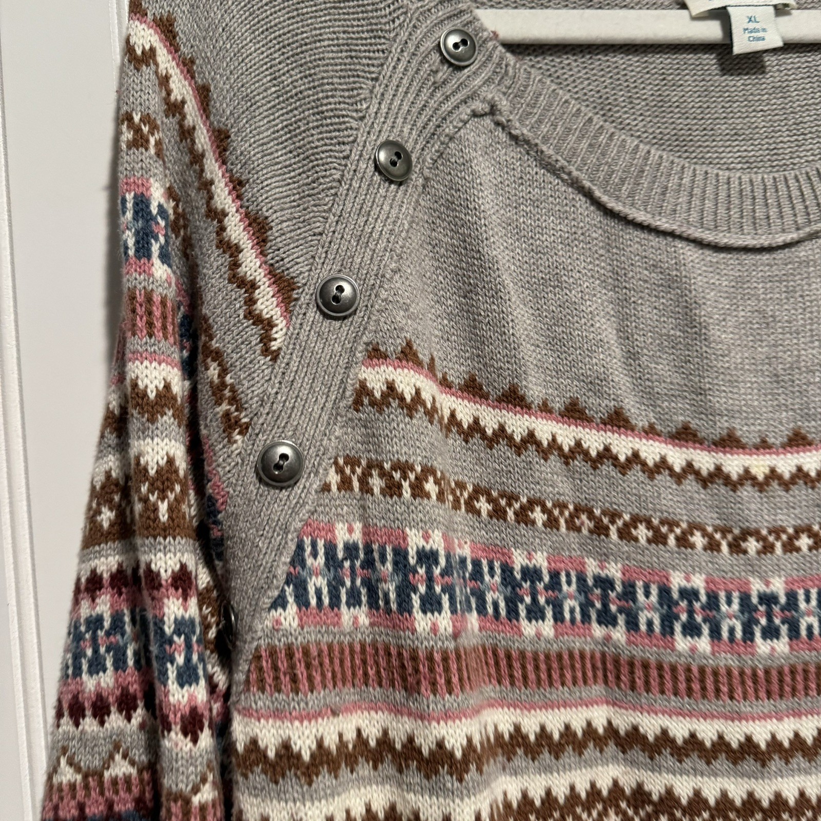 Sundance Elise Lighthouse Fair Isle Wool Knit Dress Size XL