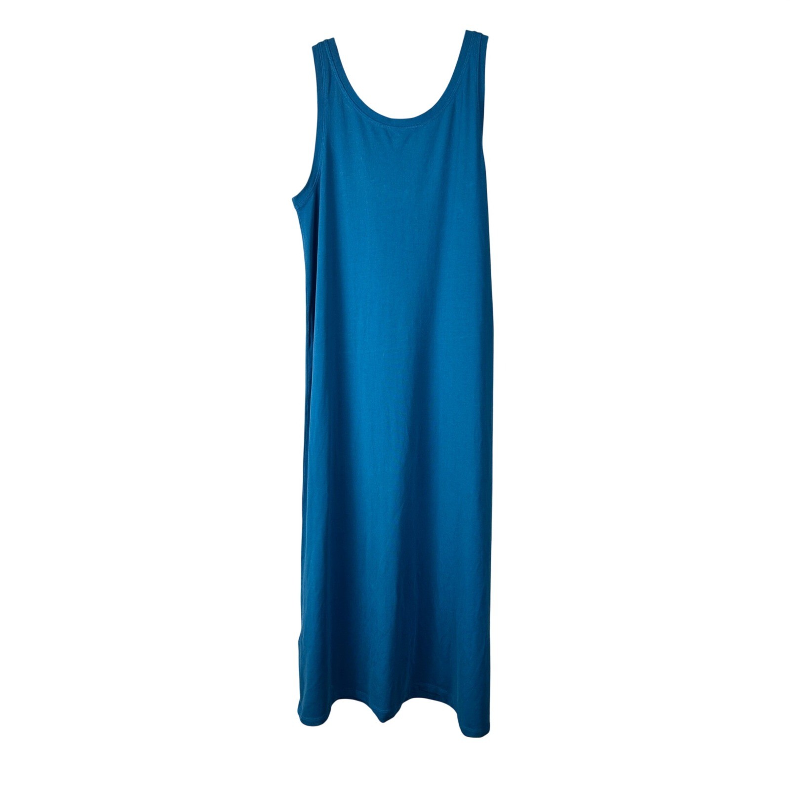 Eileen Fisher Organic Cotton Stretch Tank Maxi Dress Teal Blue Medium M