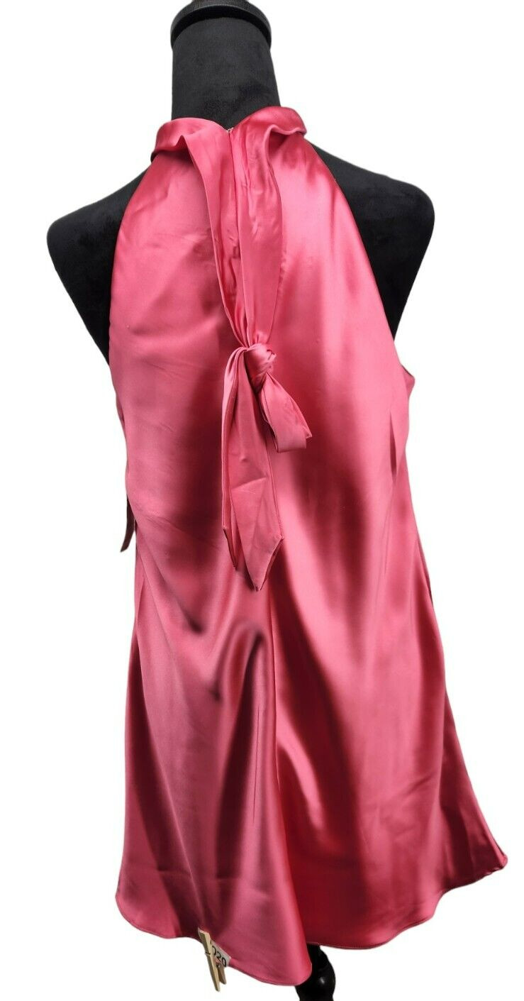 Pink Cut Out Lined Keyhole Pullover Tie Sleeveless Halter Micro Mini Cock D020