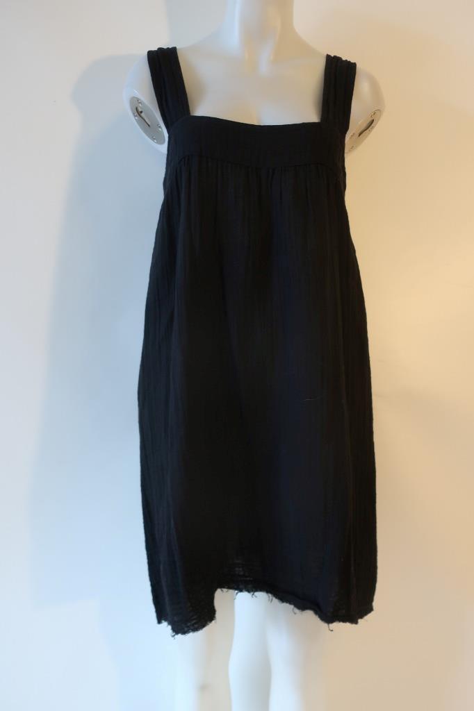 NWT Womens Stark X Black Strappy Raw Hem Square Neck Gauzy Tunic Dress M *