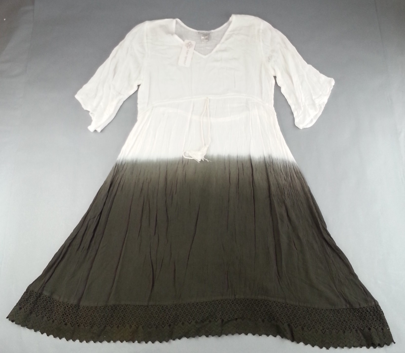 NWT Cute Options Womens XL Ombre Rayon Beach Dress White Beach Tassel Drawstring