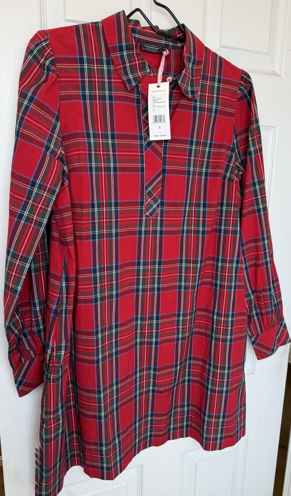 Vineyard Vines Plaid Poplin Popover Shirt Dress Tunic Red Green Blue Size Small