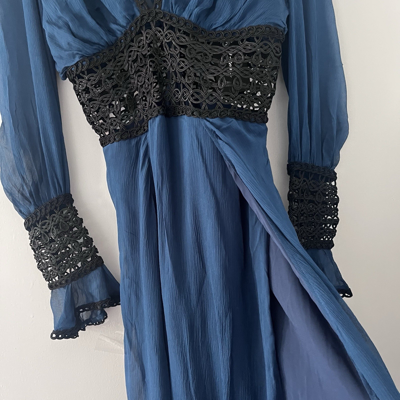 For Love And Lemons Celine Maxi Dress Size S Blue Silk Blend Bohemian NWT