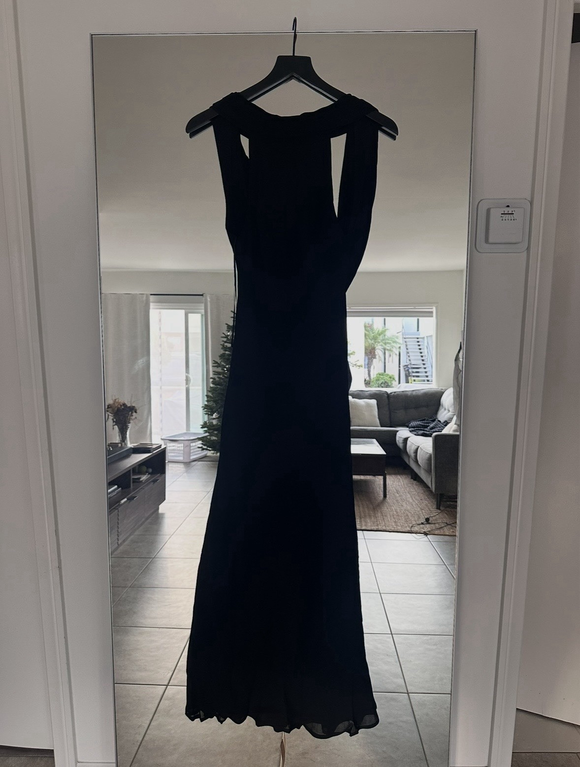 Black Backless Long Formal A-Line Dress High Neck Sleeveless Women