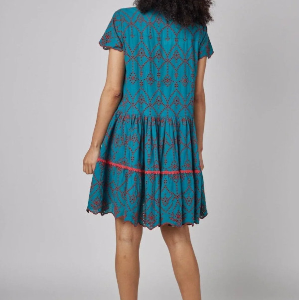 NWT ModaPosa Simonetta Fall Hand-Embroidered Cotton Dress Size Large