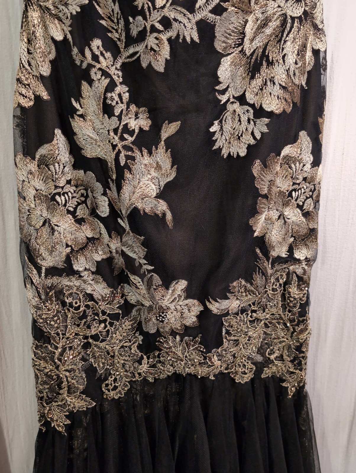 Marchesa Notte Floral Embroidered Gown Mermaid Midi Maxi Dress, Size 0