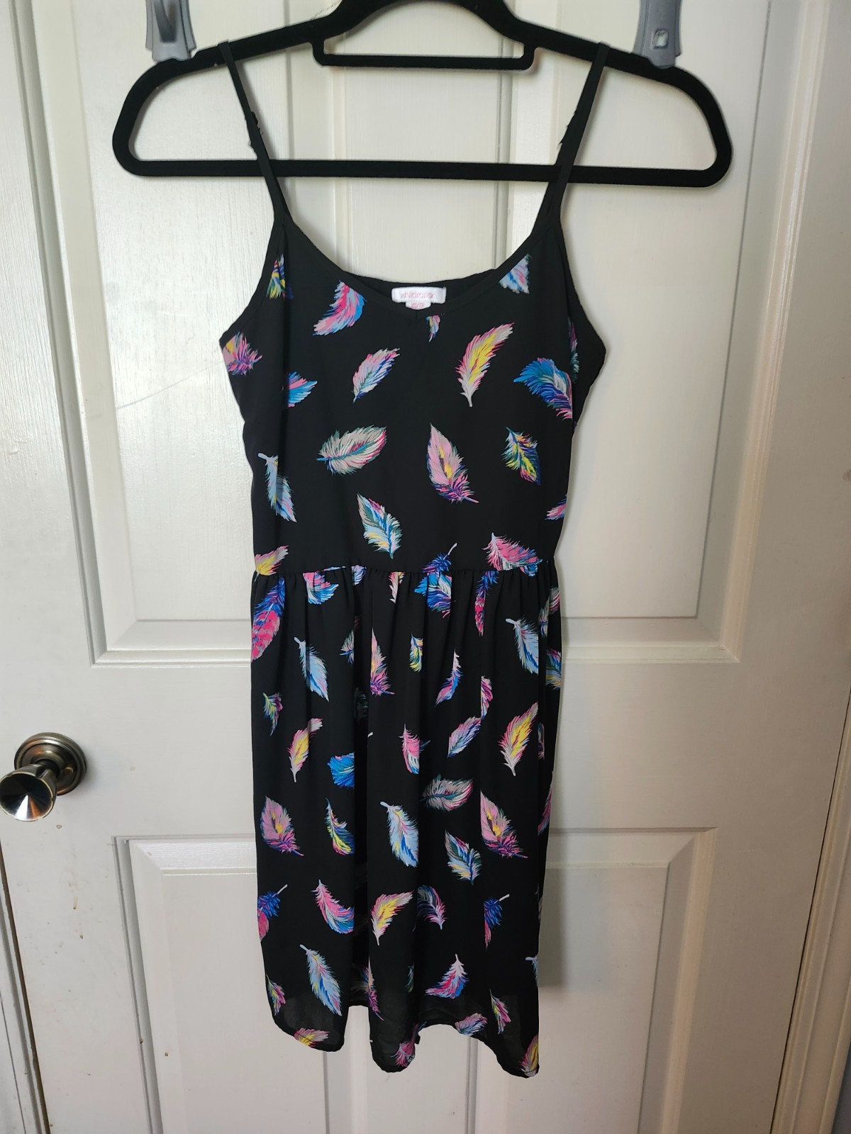 Xhilaration Black Patterned Strappy Dress Size X-Small