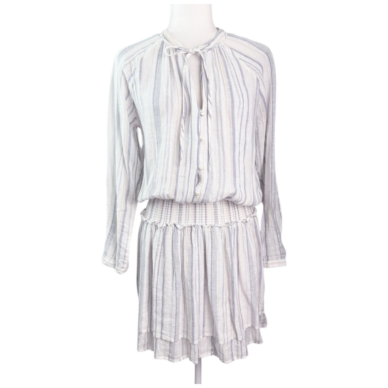 Rails Jasmine Dress in Fiji Stripe Linen-Blend Metallic Thread Women’s Size S