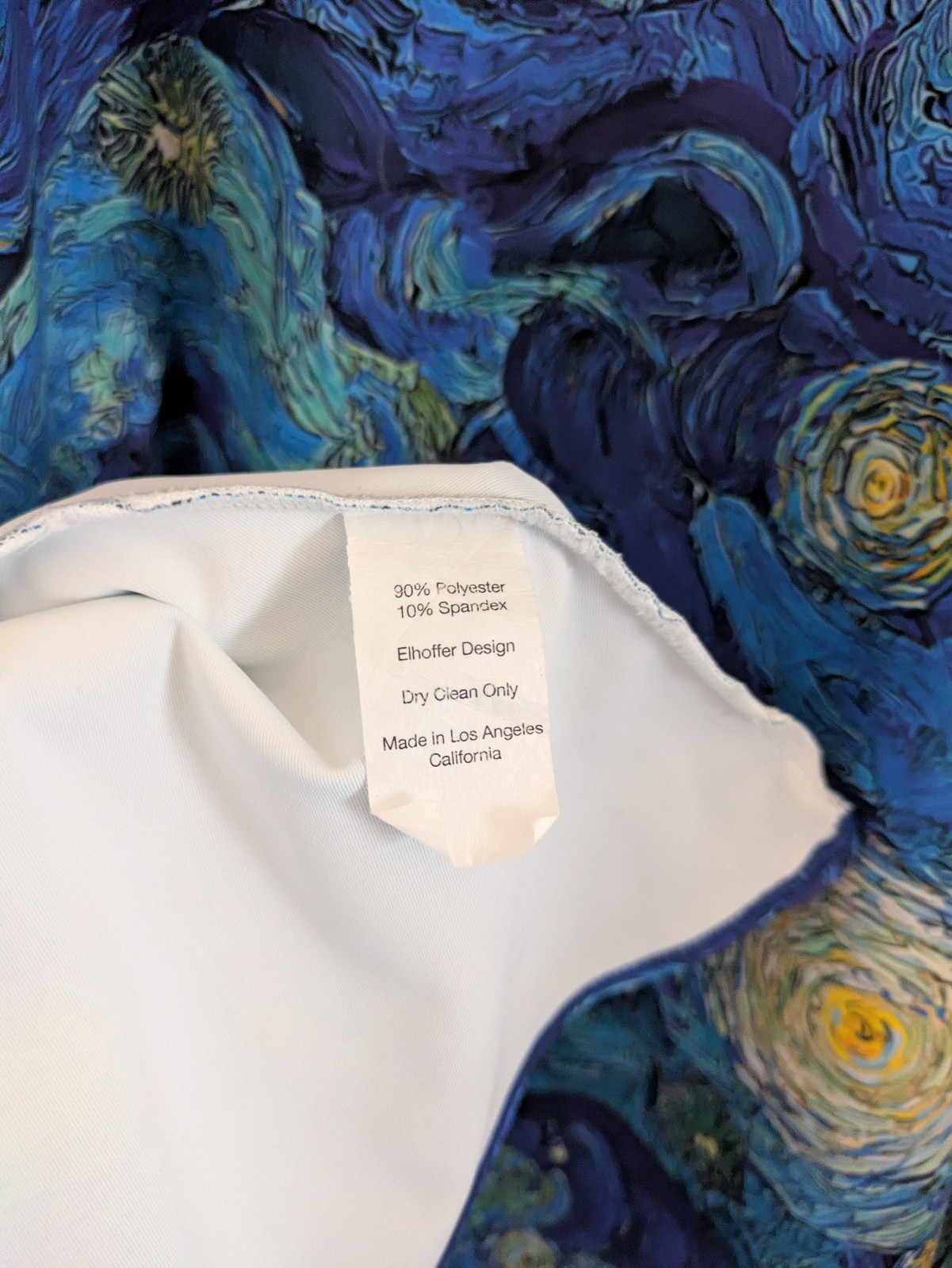 Elhoffer Essential Knee Length Dress Starry Painting Size S Blue Van Gogh Print
