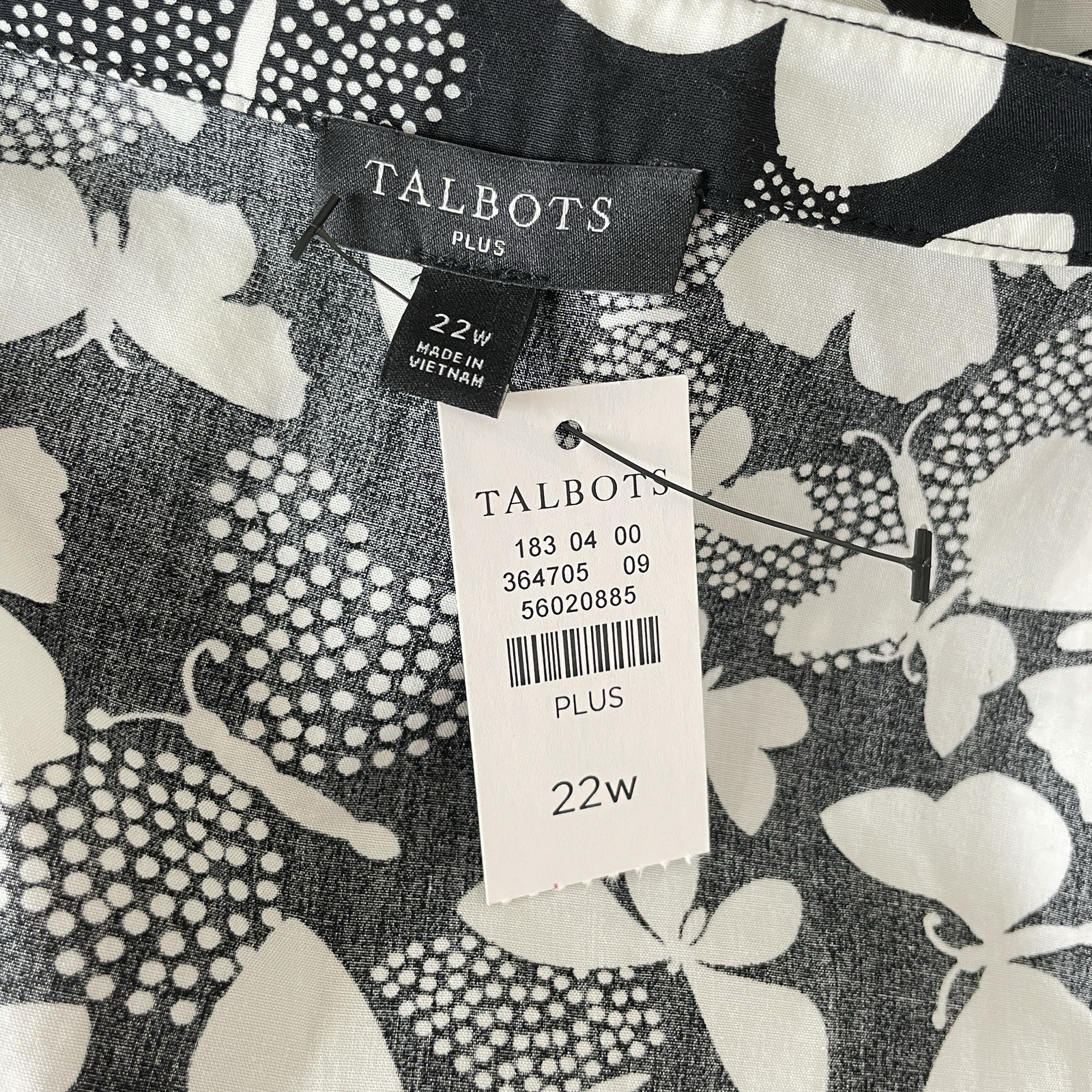Talbots Butterfly Dot Print Button Up Midi Dress 22W Bow Office Balloon Sleeve