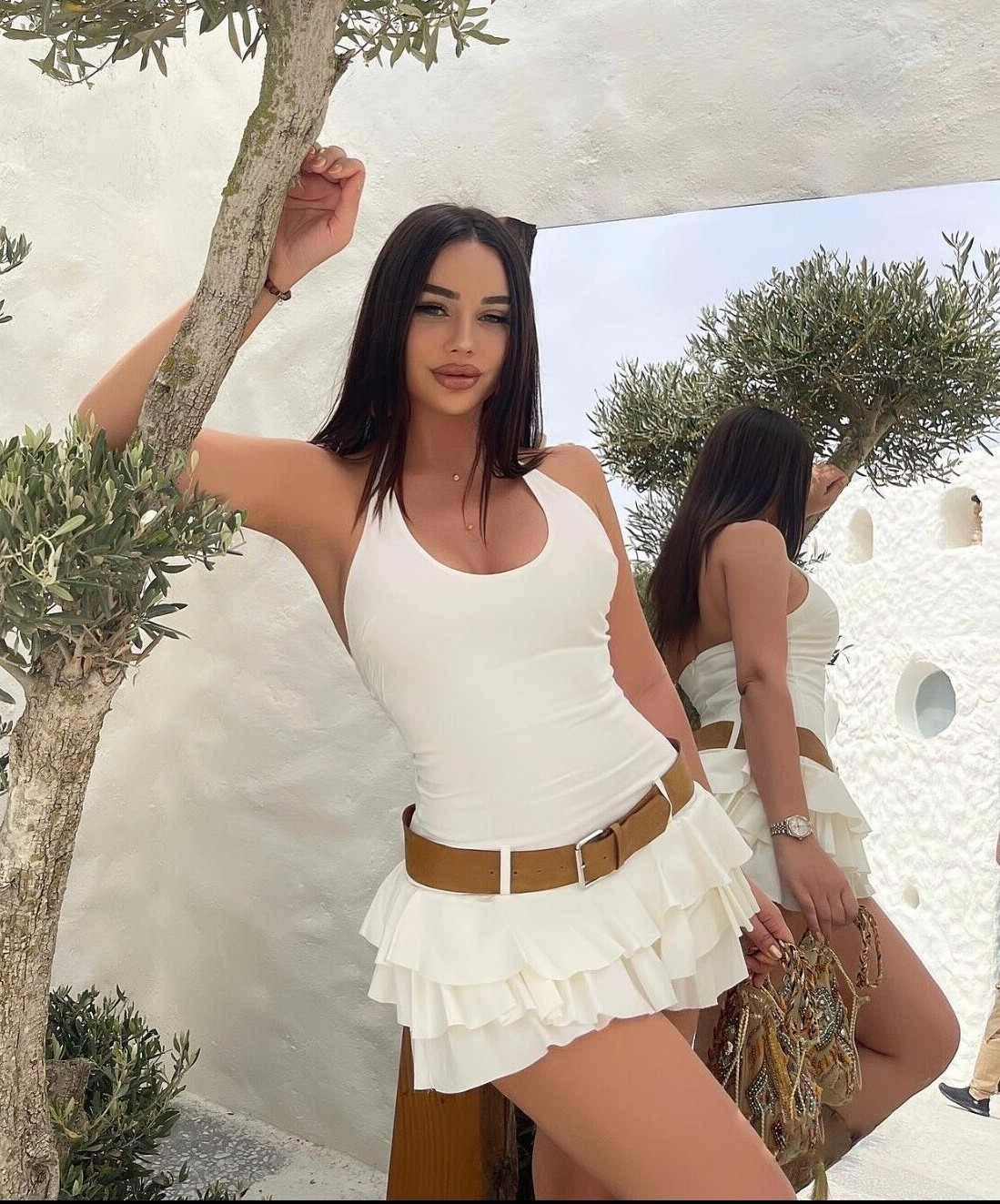 Zara Short Belted Dress With Ruffles Oyster White XS S M L XL XXL 8342/309 New