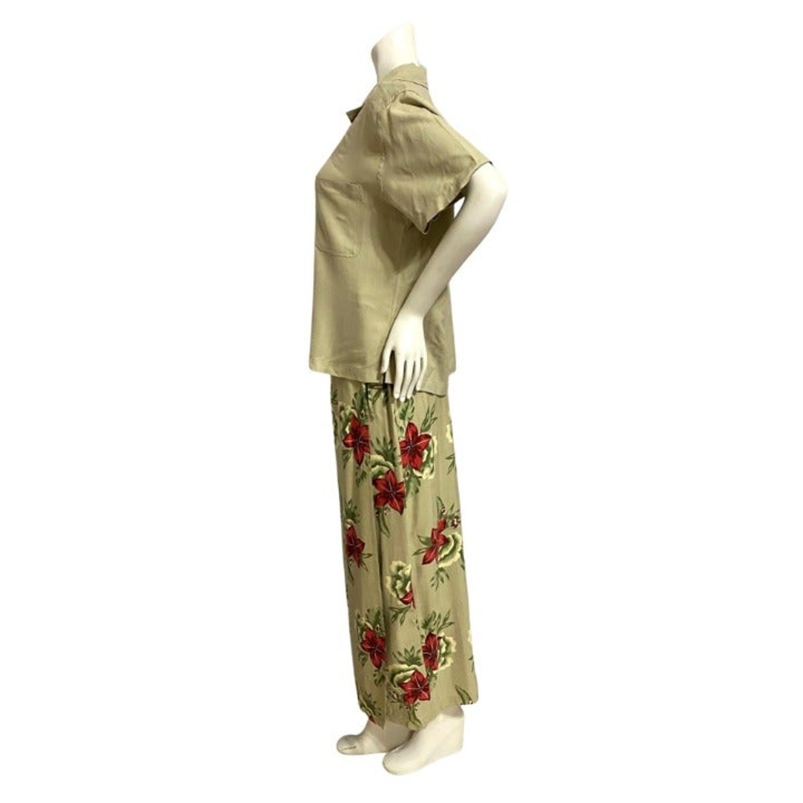 Bamboo Traders 100% Silk (2) Pc Wrap Skirt and Blouse Size 10