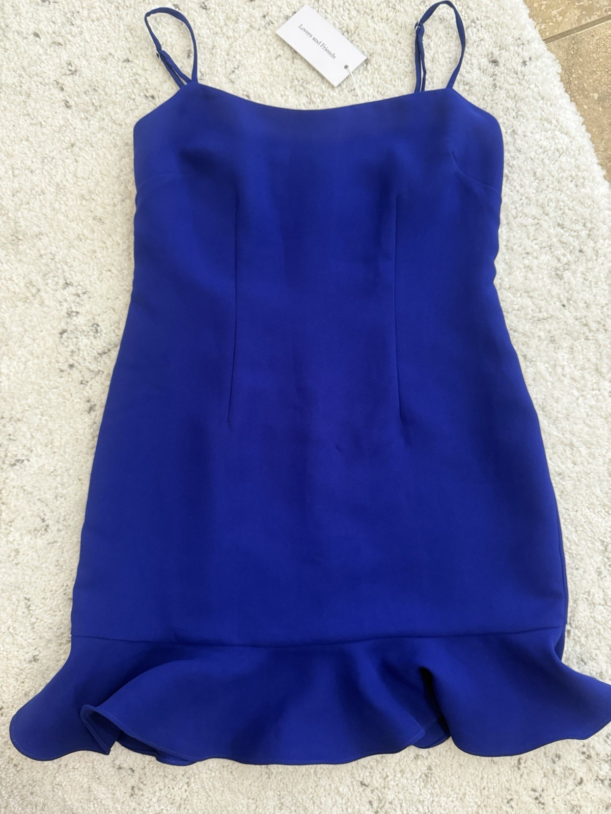 Lovers + Friends Revolve Ruffle Teddy Mini Dress in Colbalt Blue Size S