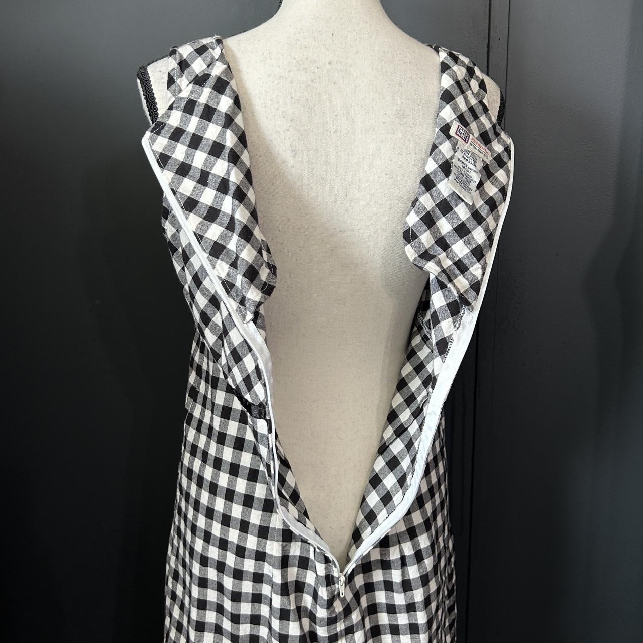 Vintage 90s Y2k Black White Gingham Cotton Dress Prep Retro Mod Babydoll 8