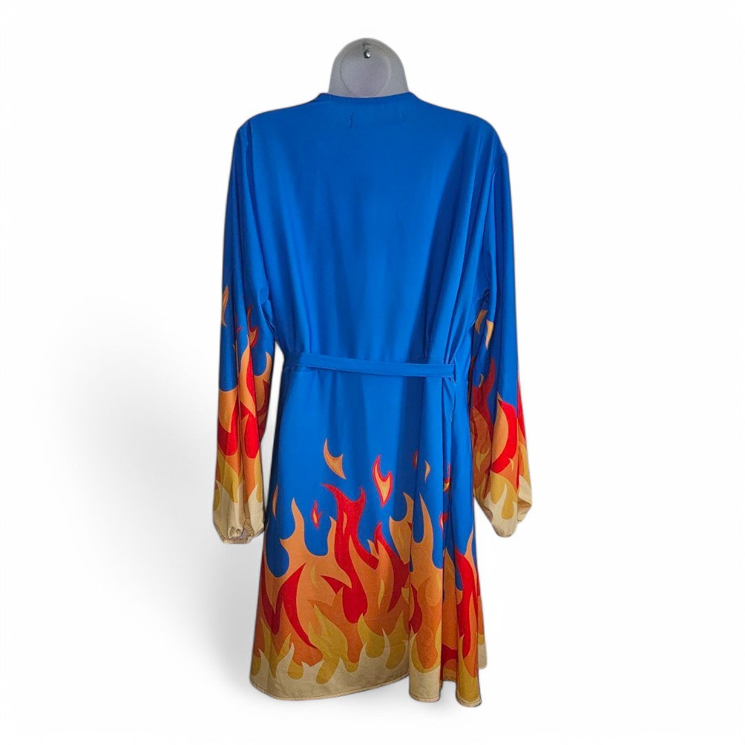 Shinesty The Blaze Of Glory Flames Graphic Wrap Dress Womens Sz 2XL NWT