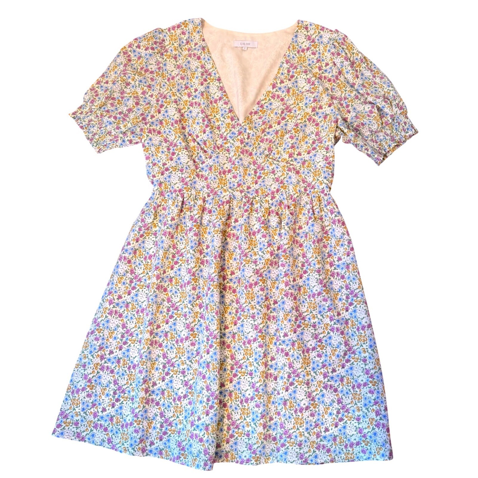 Cottagecore Floral Lightweight Lined Floral Summer Mini Dress NEW (LG) Romantic