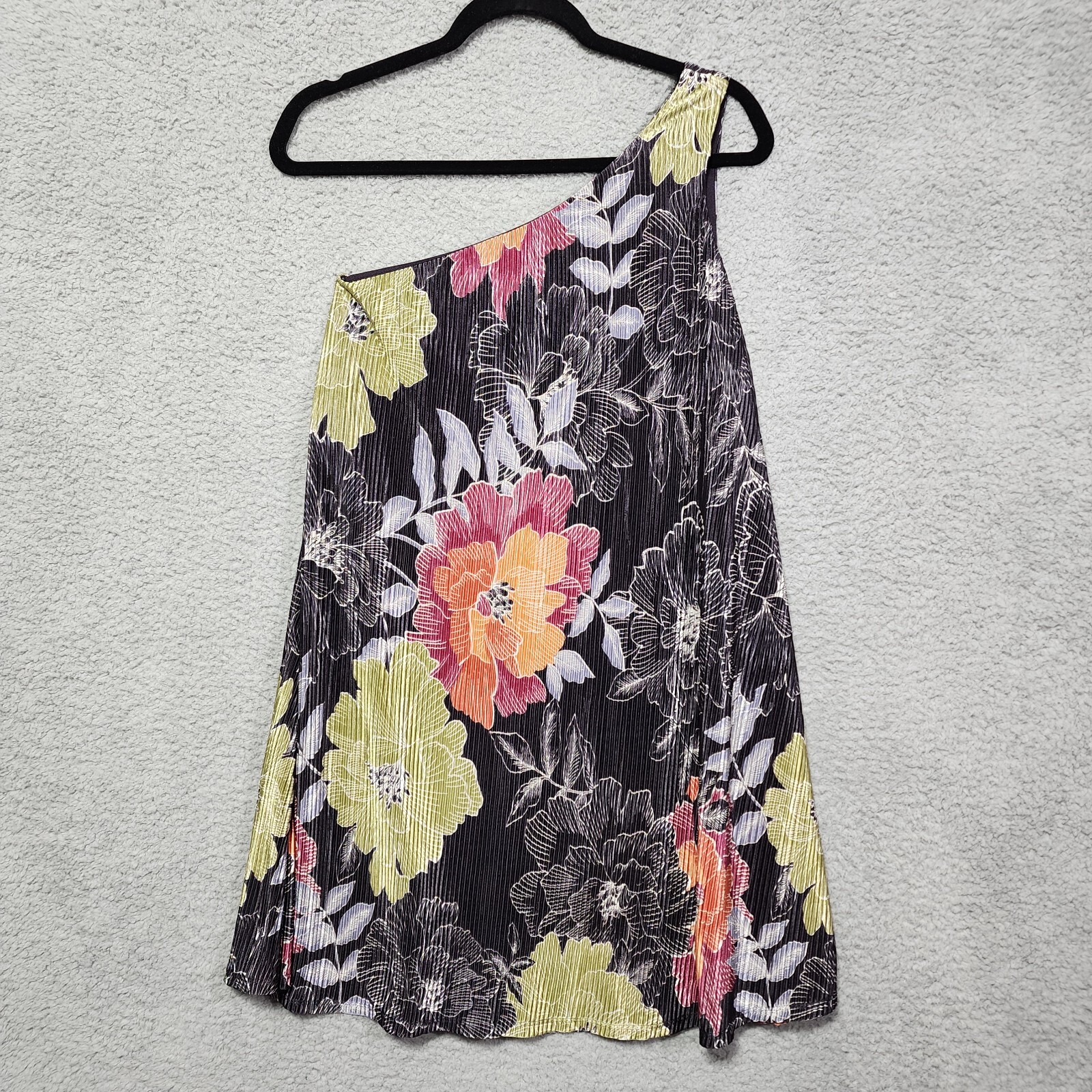 Paris Sunday Womens Dress Size XS Floral One Shoulder Stretch NWT