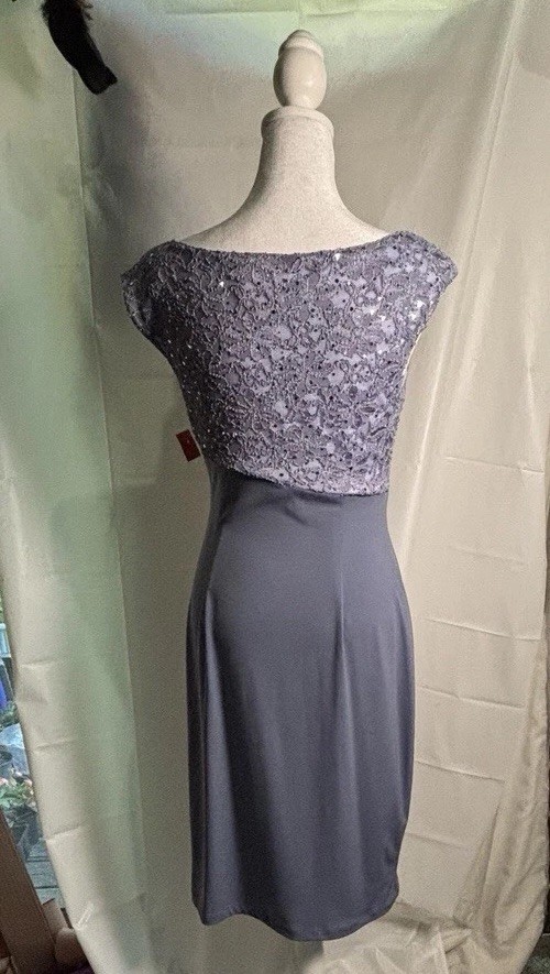 connected Apparel Women’s Silver Sequen Dresssequin dress gray 8