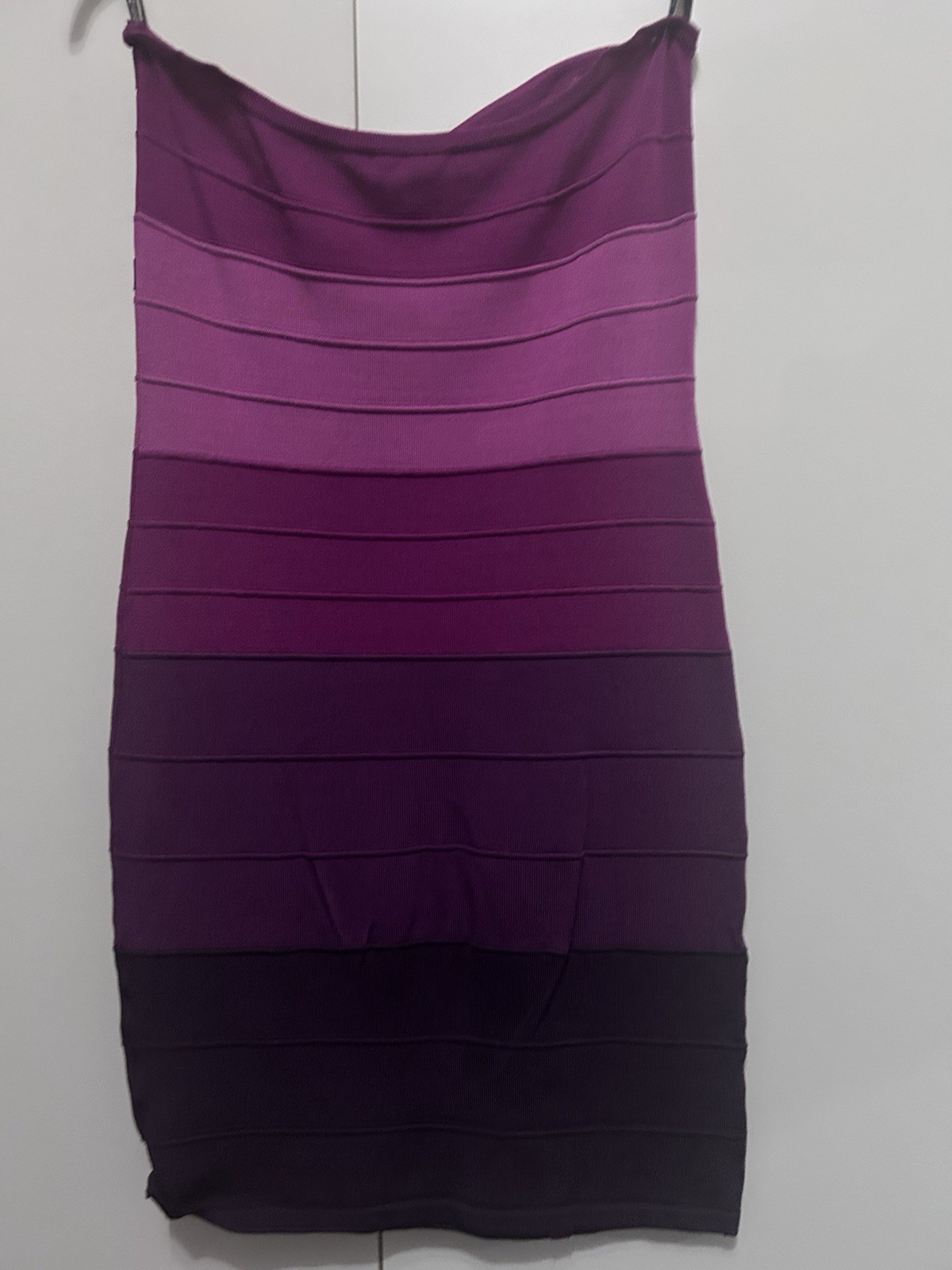 Authentic bebe Strapless Ombre Bandage Dress Purple Pink, Women’s L