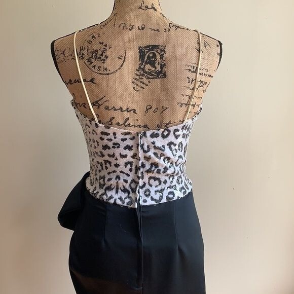Nadine half wrap black white print dress 5 with bow at waist
