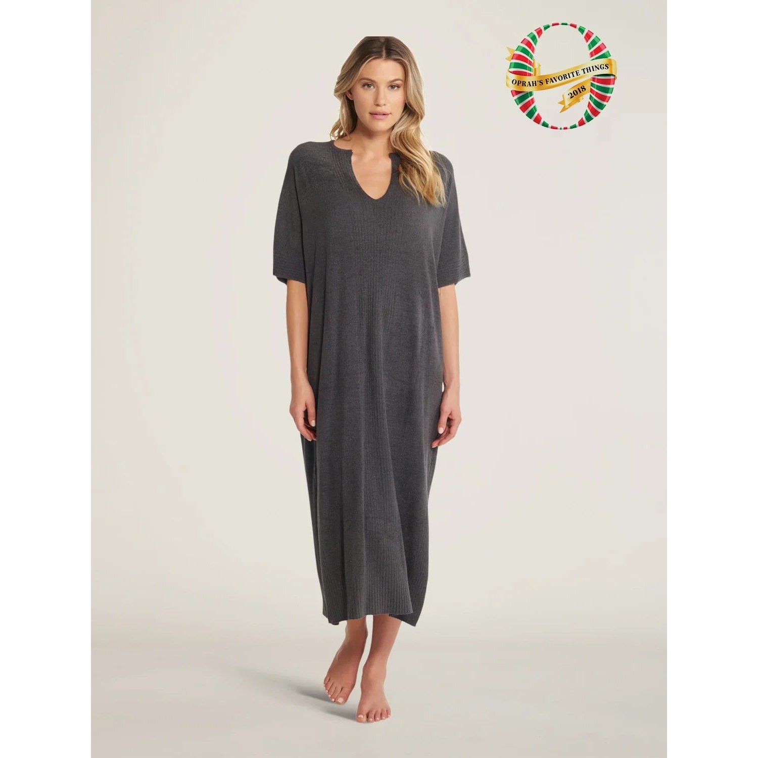 Barefoot Dreams CozyChic Ultra Lite Caftan Carbon Grey One Size Soft Life Luxury