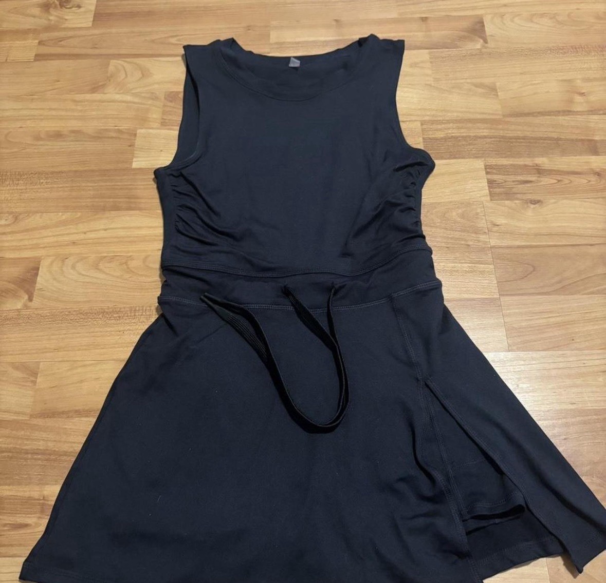 Free People Women’s Black Solid Mini Dress XS/TP Stretch Round Neck Sleeveless
