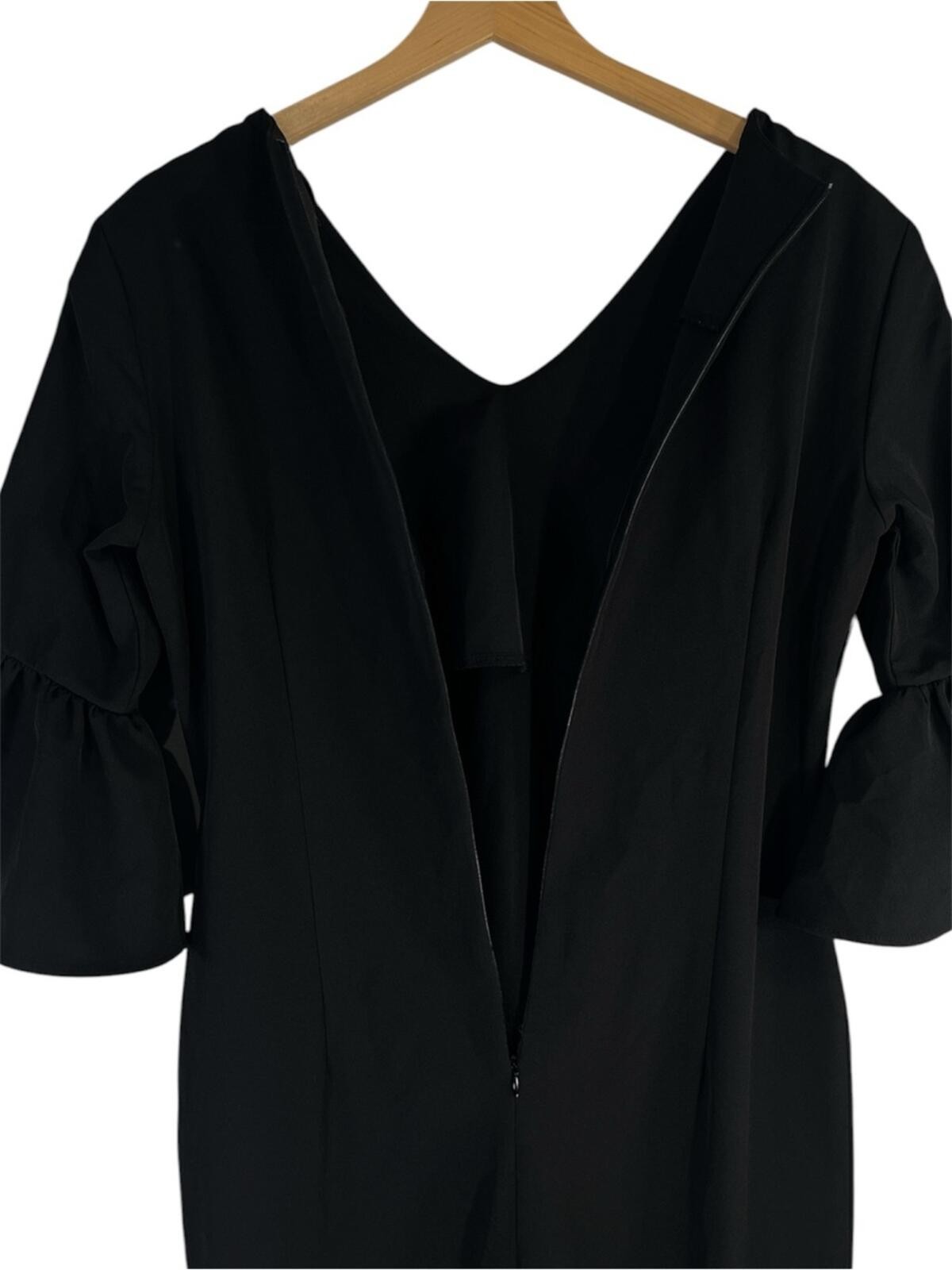 Gracia Black Asymmetrical Ruffle Hem Midi Length Dress Size Medium