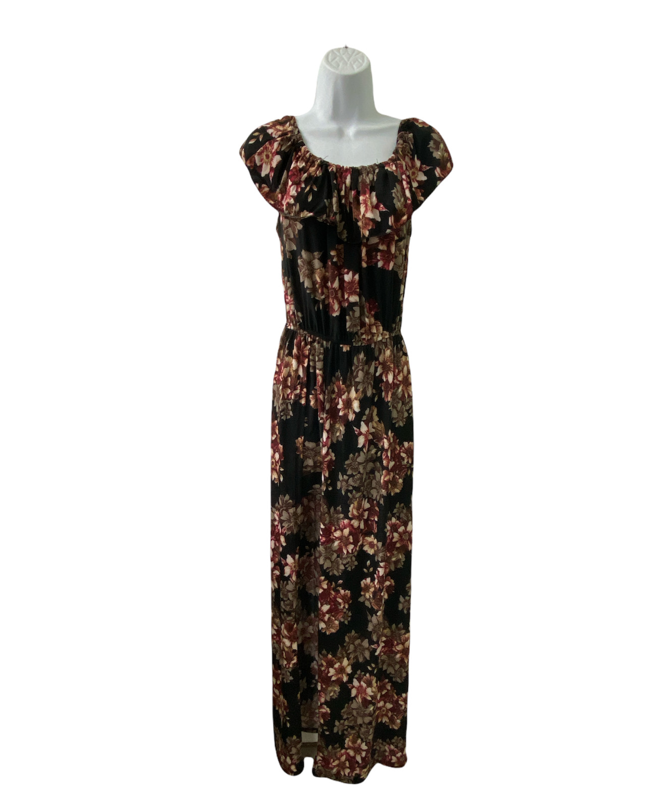 Peasant Maxi Dress Silk Blend High Low Floral Split Built In Shorts Woman’s XXL
