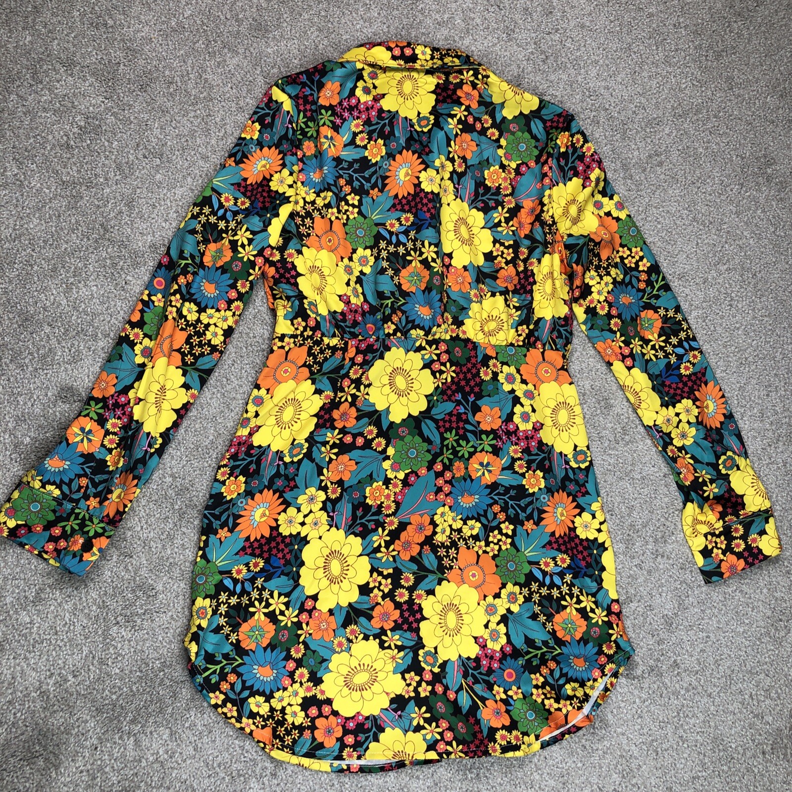 Love Harmony Dress Women Medium Mini Groovy Flower Power Floral Hippie Sz M