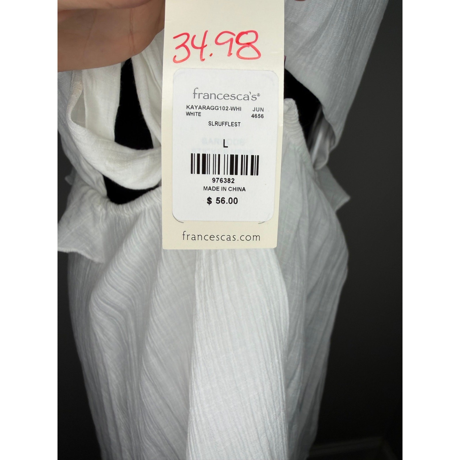Francesca’s Miami White Ruffle Cutout Tie Back Dress Size Large NWT
