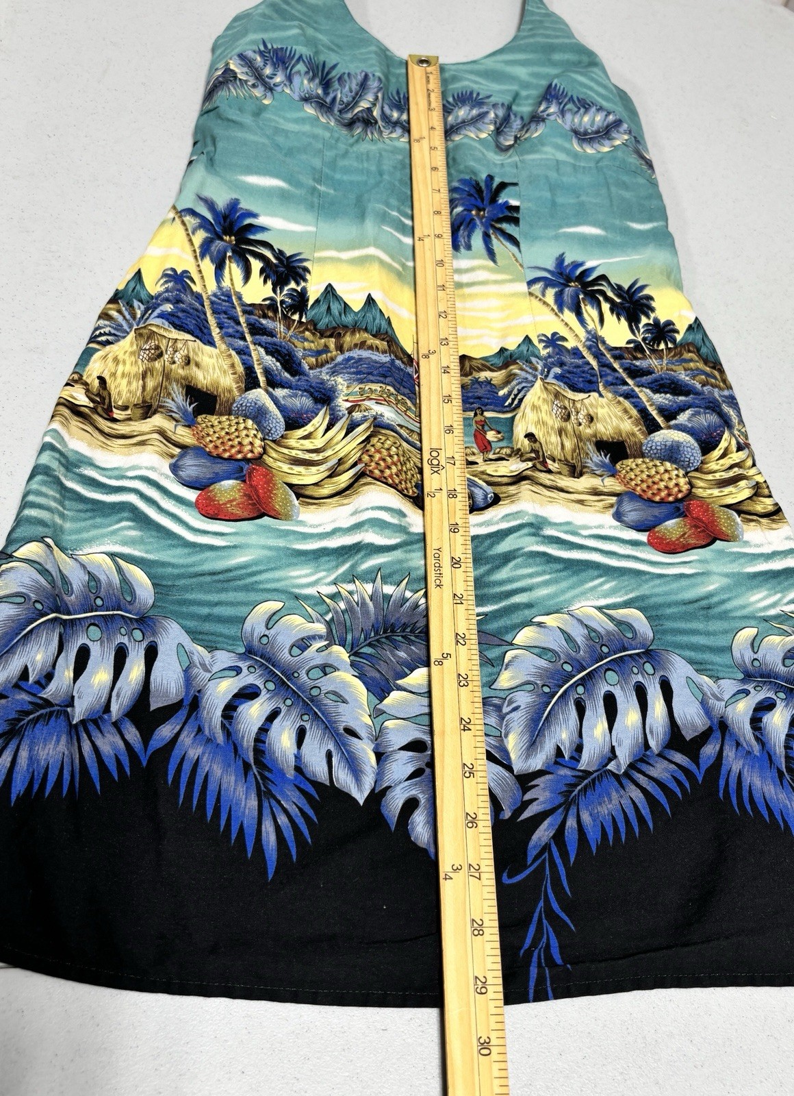 Royal Creations Hawaiian Halter Dress M Scenic Tropical Print Made in Hawaii