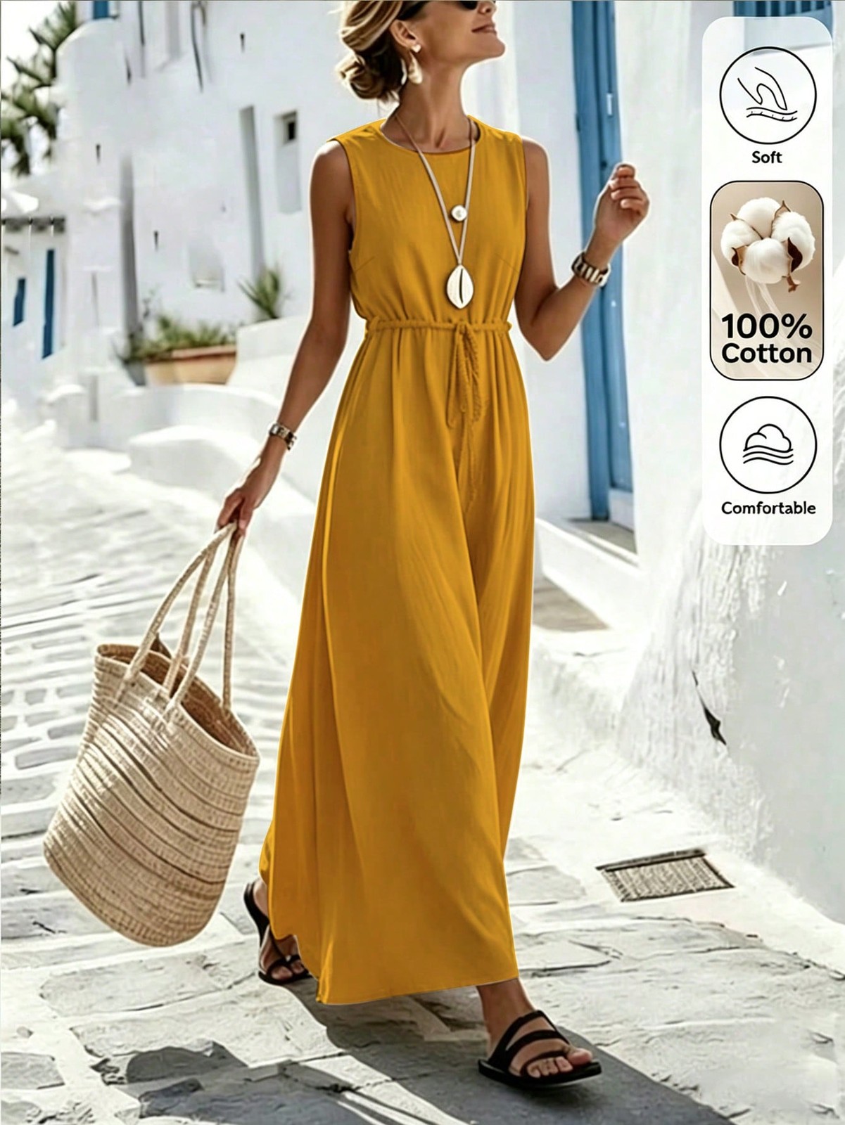 Ladies Camel Knot Long Summer Dress