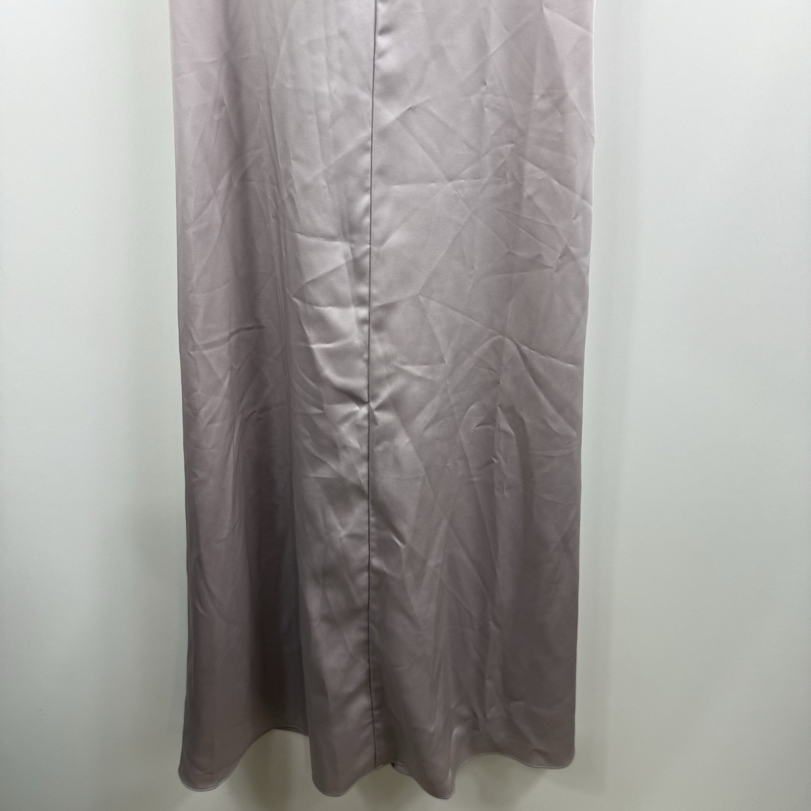 NWT Mod Ref Grey Taupe Eloise Crossback Midi Slip Dress Medium Satin Strappy