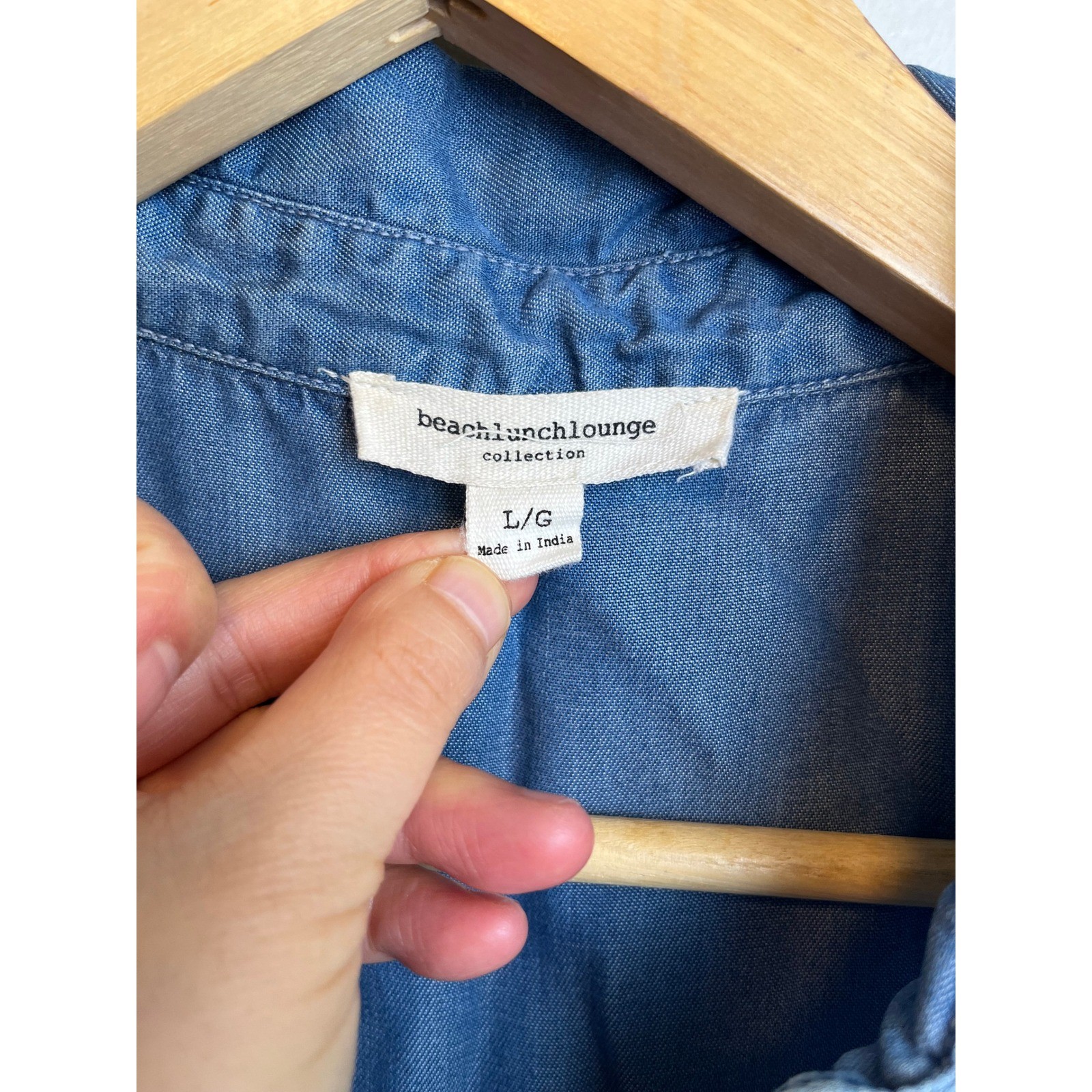 Beachlunchlounge Chambray Shift Dress Blue Lyocell L Modern Minimalist Boho Chic