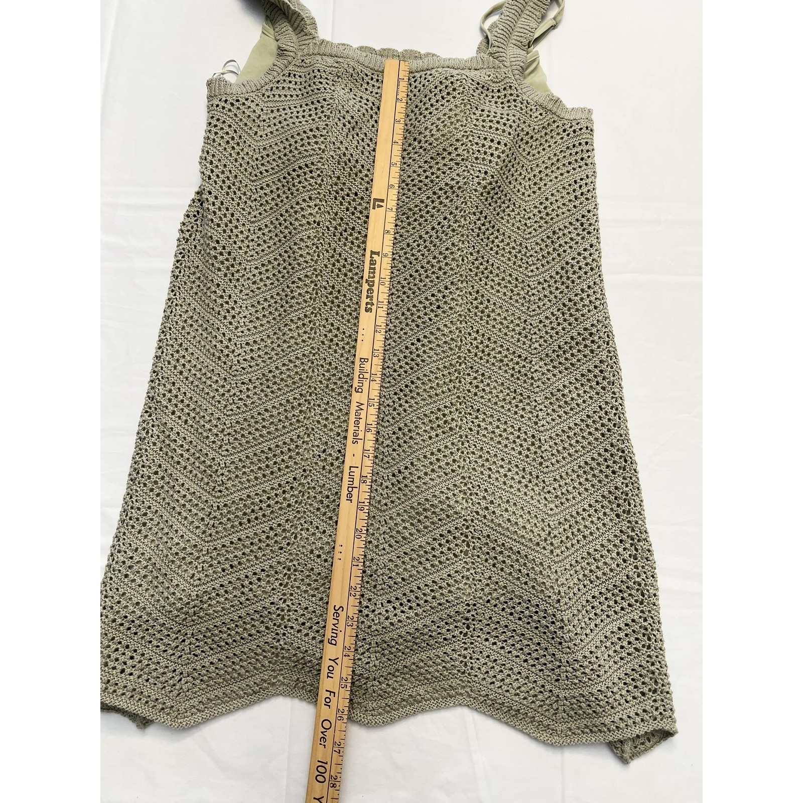 A New Day Knit Dress Womens Medium Light Green Crochet Tank Sleeveless Lined