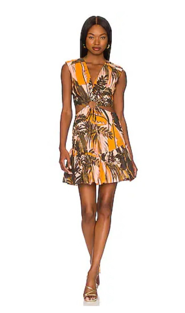 Karina Grimaldi Mini Dress Medium Cut Out Short Floral Ariana Tropical Revolve