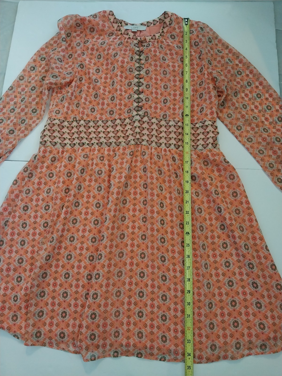 Loft Dress Orange Peach Multicolor Size Small Flowy Lined Lightweight