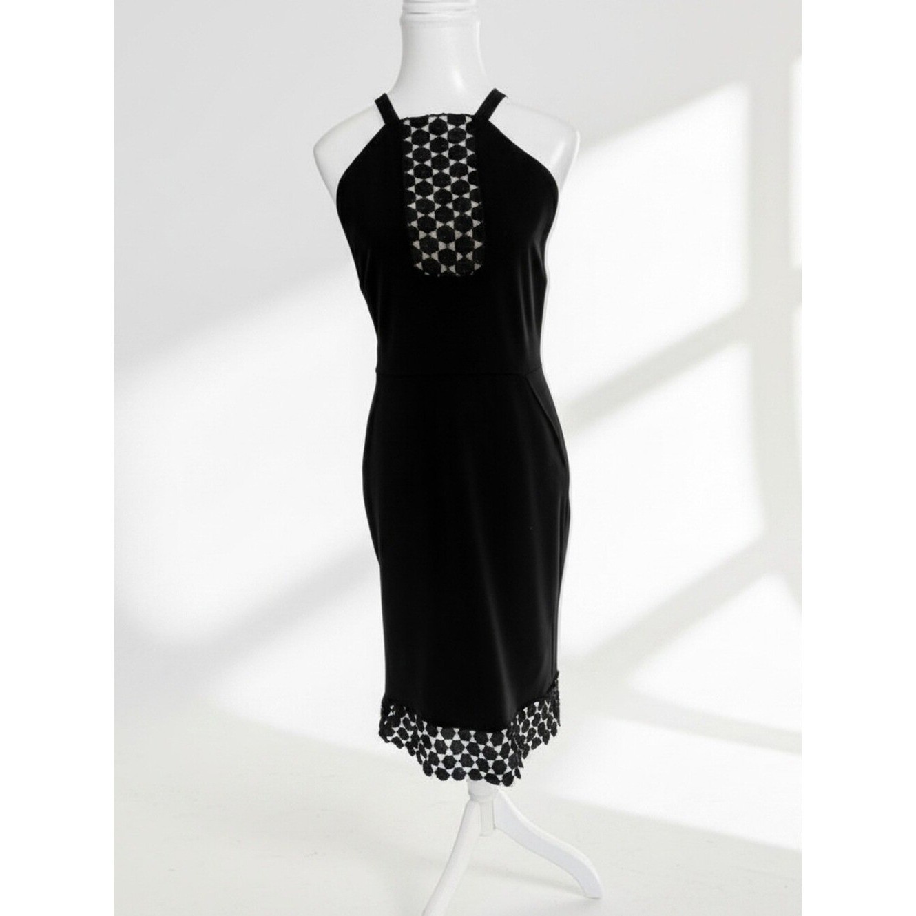 Laundry By Shelli Segal Black Cocktail Dress Neutral Lining Womens Size 14 CHIC!