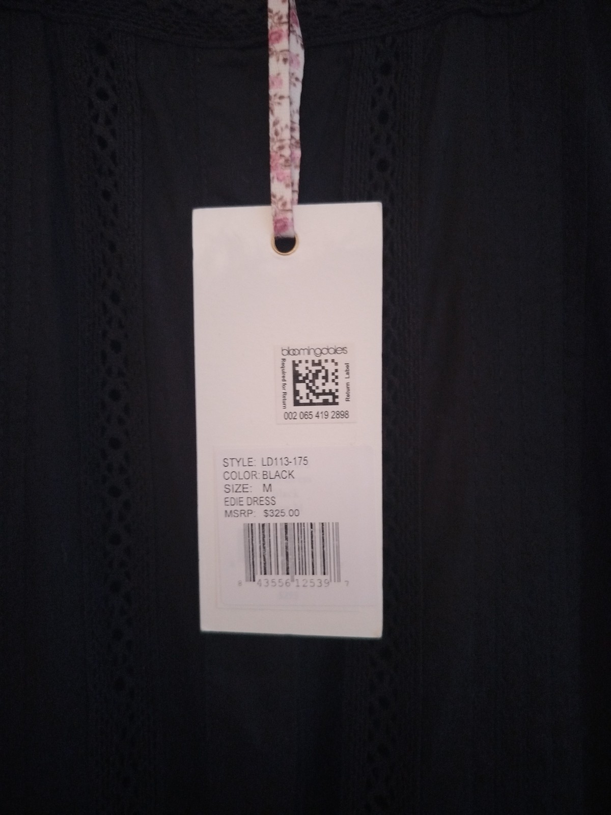 LoveShackFancy Edie Black Cotton Poplin Lace Button Front Midi Dress Tiered Sz M