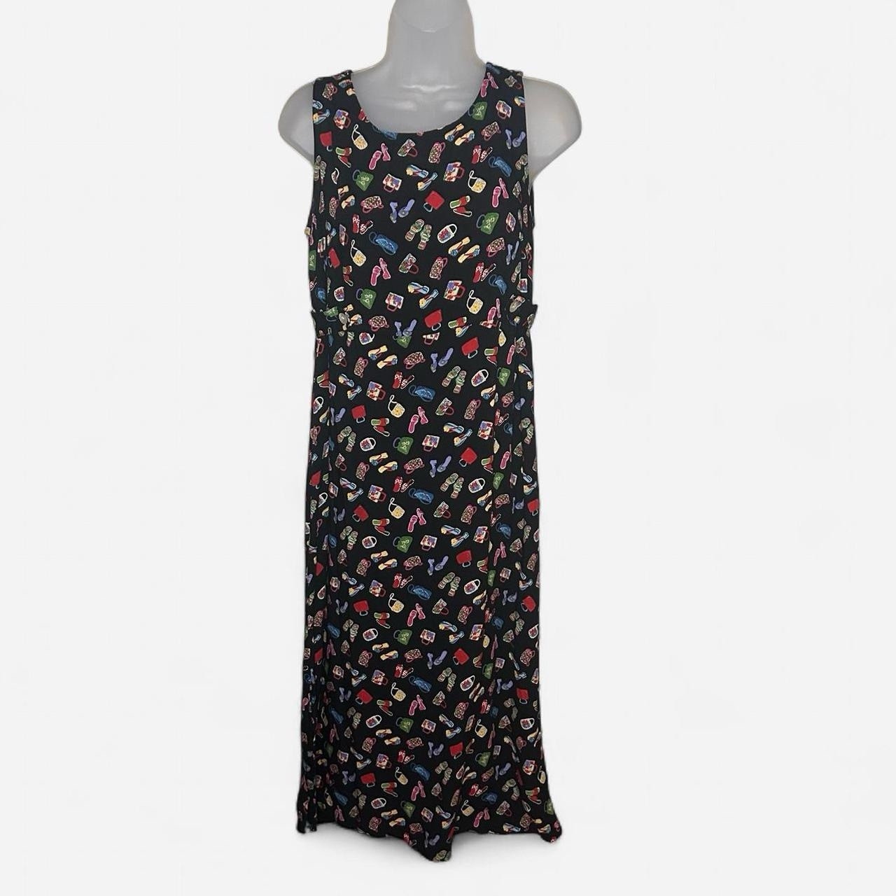 stonebridge 90s midi vintage shoe and purse print unique dress Small