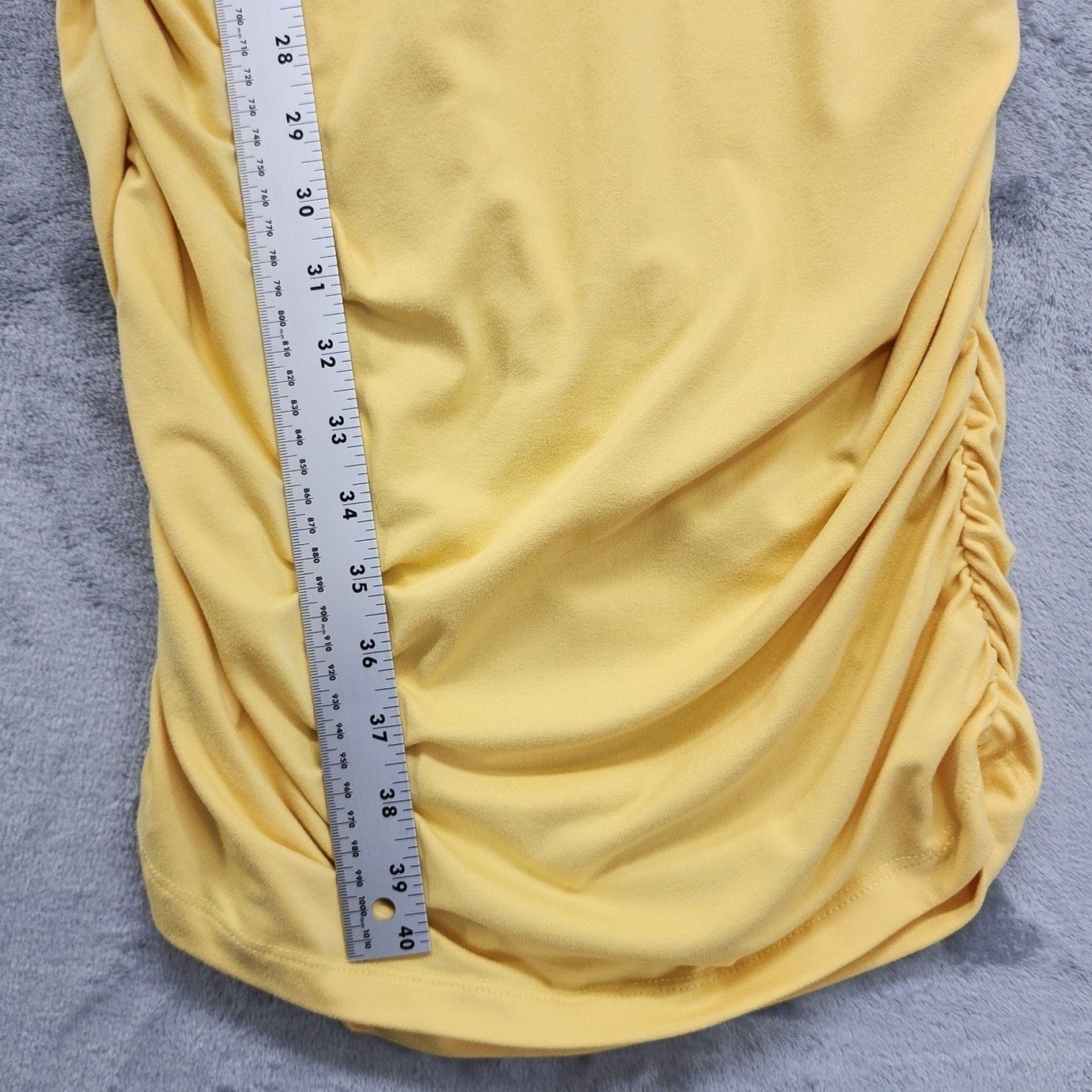 Rue 21 Dress Size L Yellow Spaghetti Straps Side Ruched Bodycon Midi Stretch