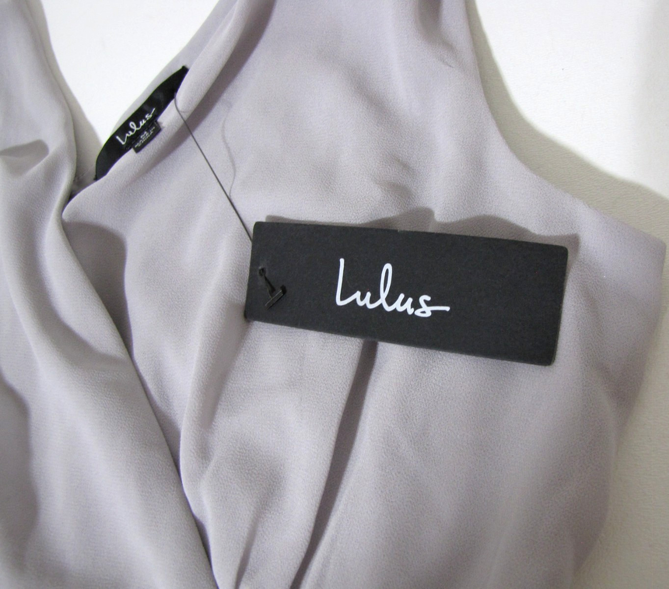 NWT Lulus Maxi Formal Dress Heather-Lavender Chiffon Cross-over-V-neck Wm. M