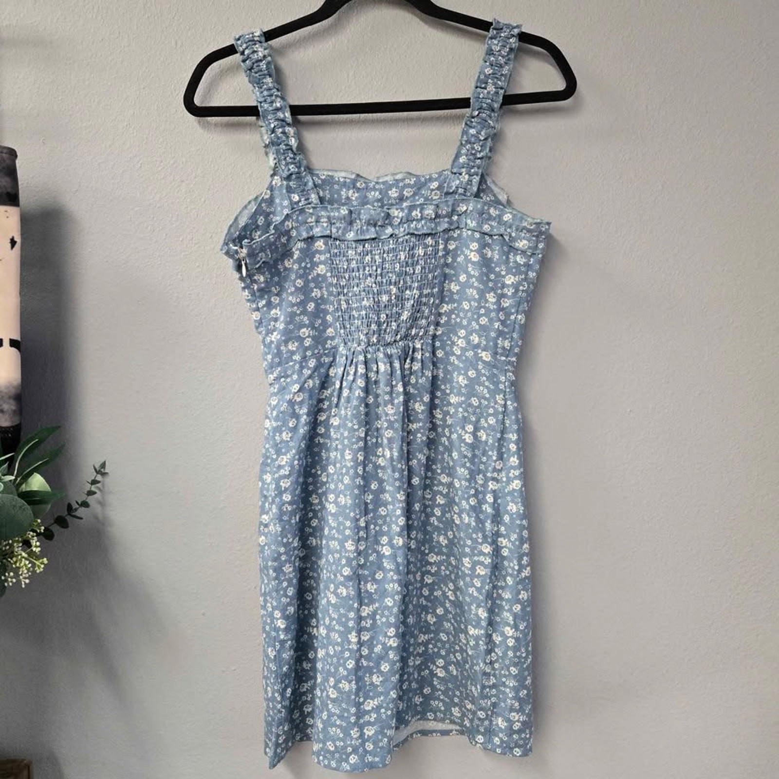 Sky and Sparrow Blue Ditsy Floral Square Neck Mini Dress New with tags