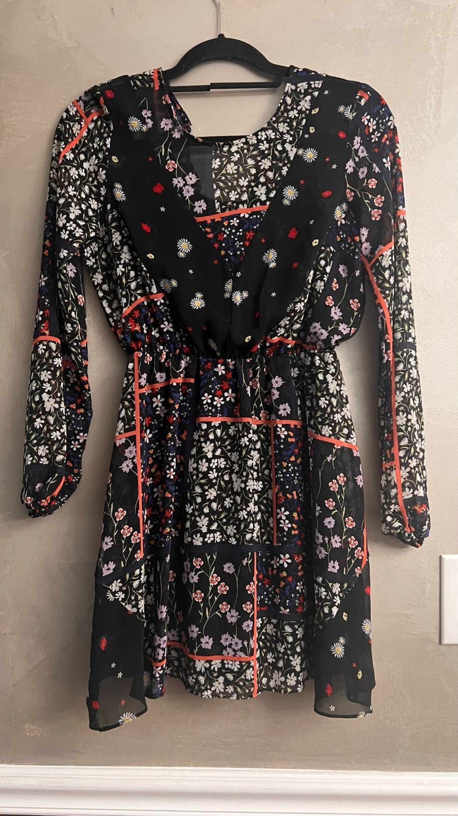 BCBGeneration Boho Floral Slip Mini Dress Black XXS NWT