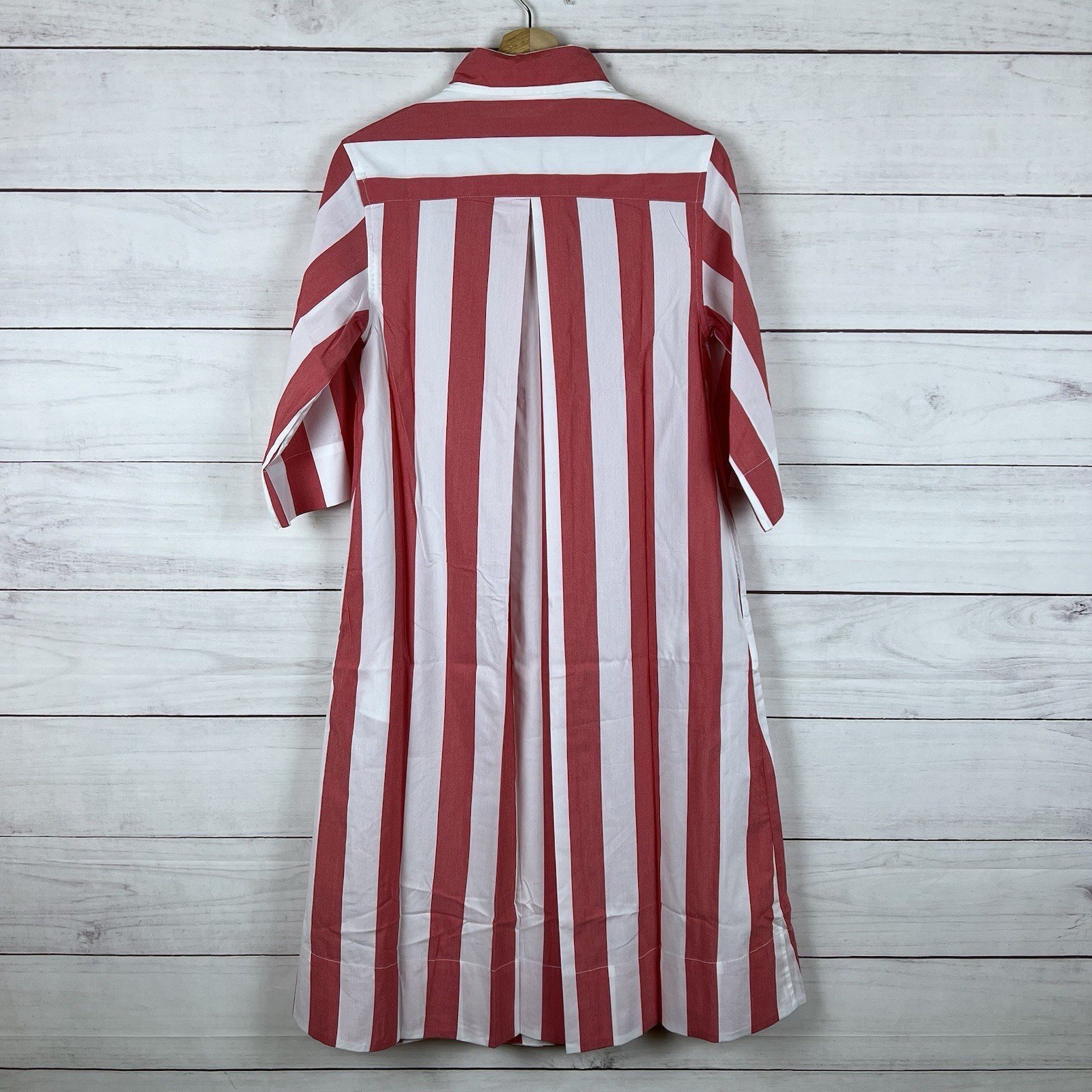 Atlantic Pacific x Lake MARNIE Caftan Shirt Dress XS Red Granita Stripe NWOT