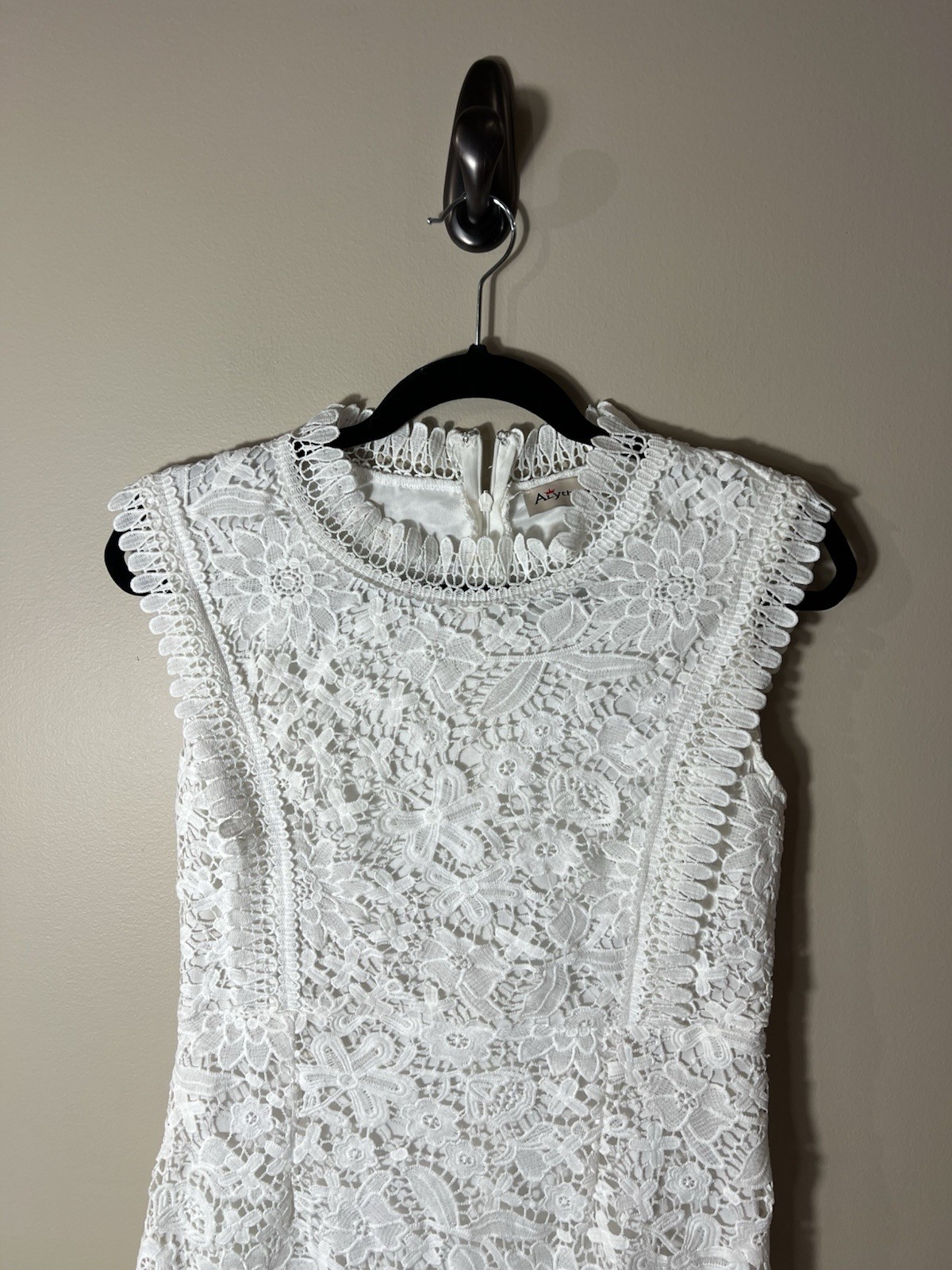Alythea Dress Womens Medium Fairycore Crochet Blouson Bride After Party White