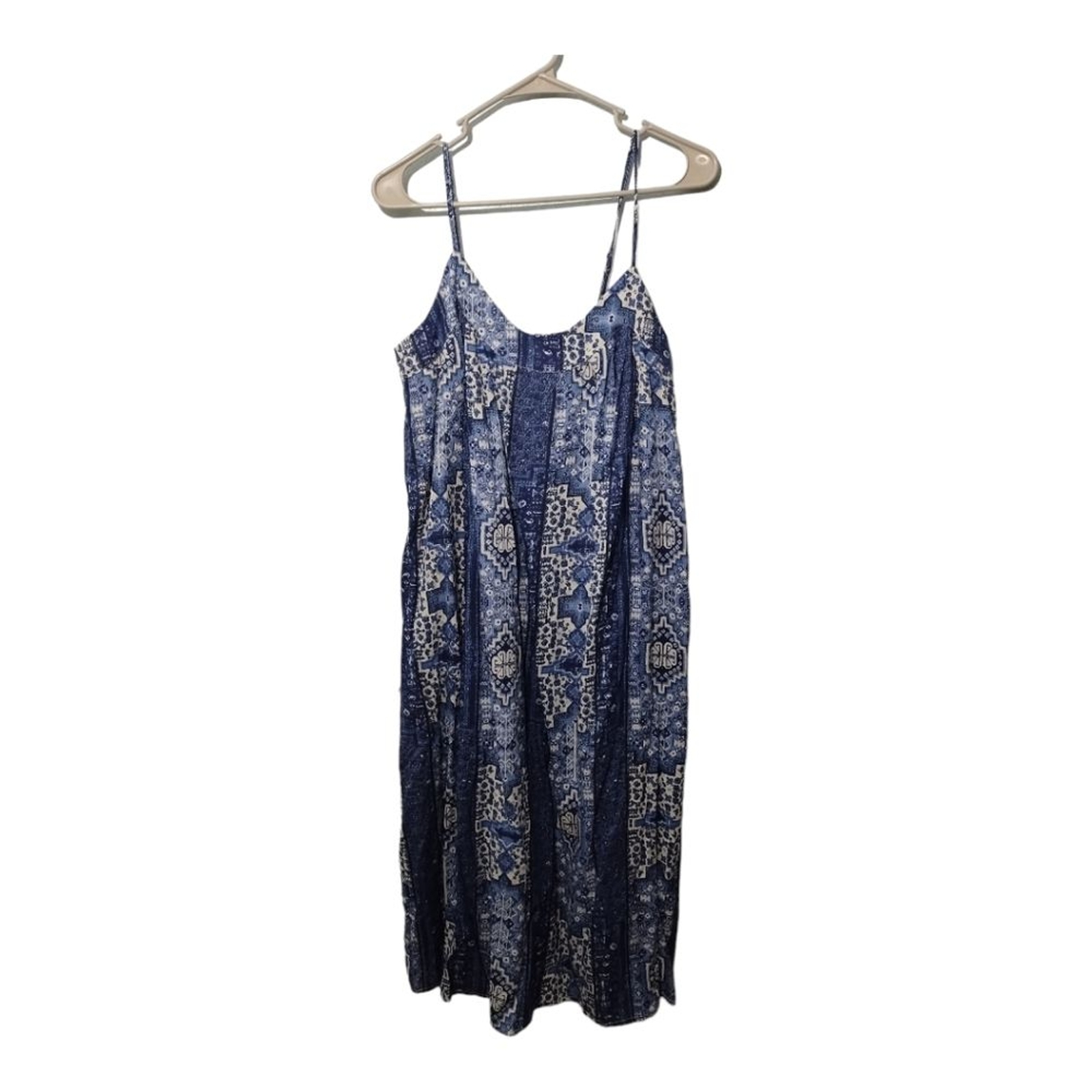 Lucky Brand Lined Midi Relaxed Fit Flow Boho Beach Resortwear Dress Sz M