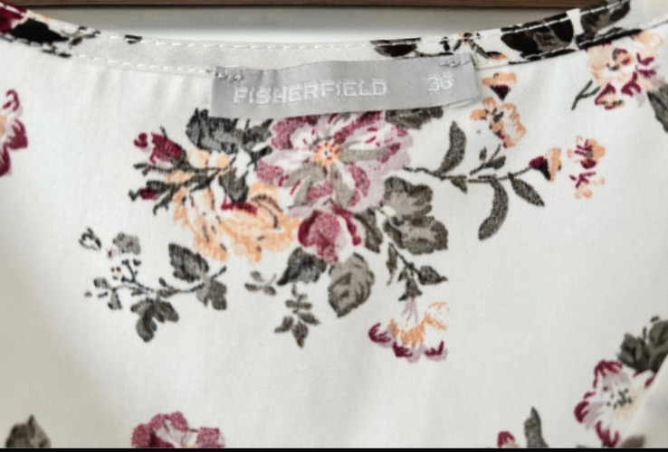 Floral A-Line Mini Dress Short Sleeve Cream White Size S Summer Casual V-Neck