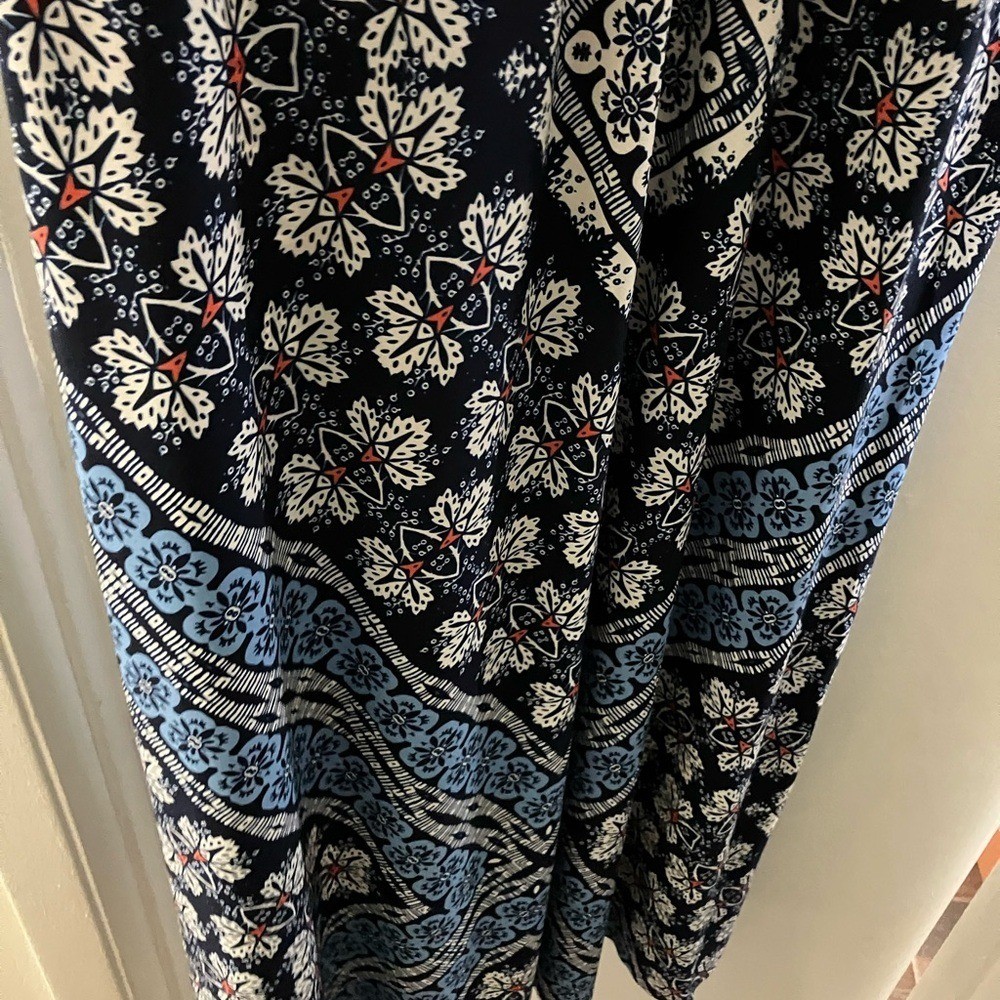 London Style Collection Blue and White Halter Dress size 14 NWT Maxi Length